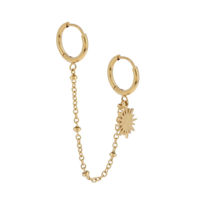 Mono boucle d'oreille acier doré